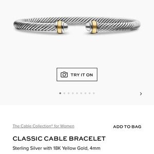 David Yurman Silver and Gold Cable Bracelet